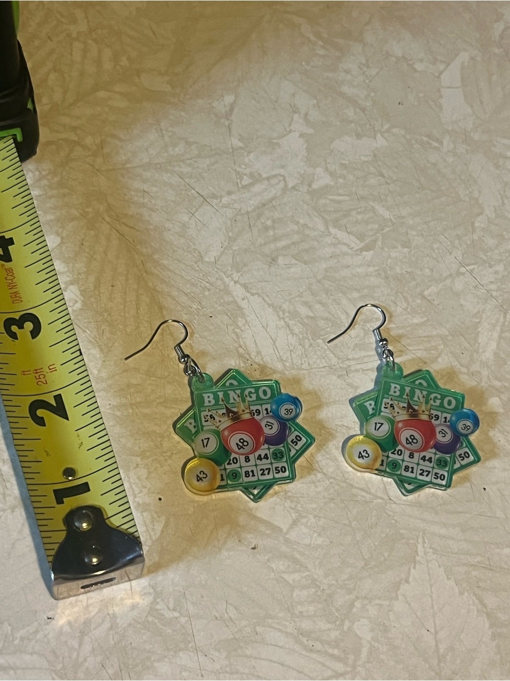 Themed Green Game Token Earrings - Novelty Jewelry E225